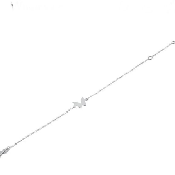 New Sterling Silver Simple Butterfly Adjustable Bracelet - Picture 4 of 4